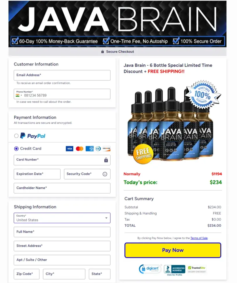 java brain order